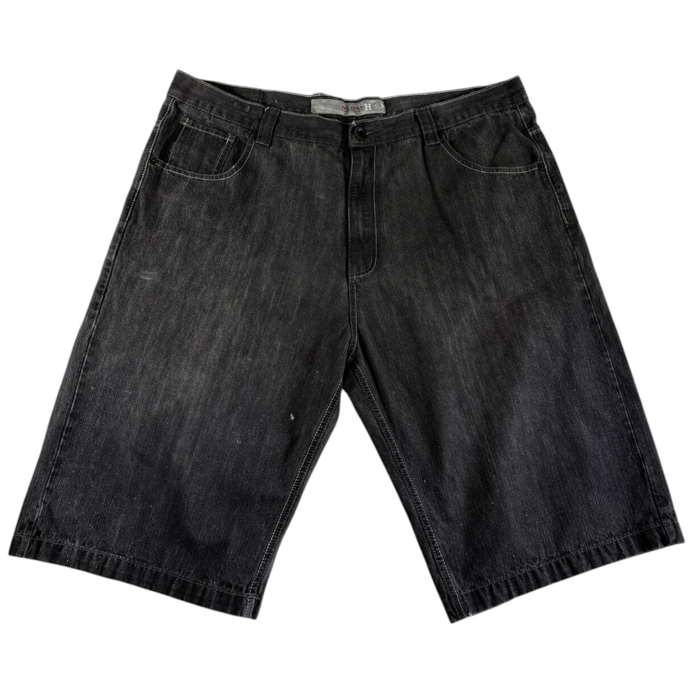 Halifax‎ Bermuda Baggy Shorts Mens 44x14.5 Black Denim Dark Wash Everyday Wear